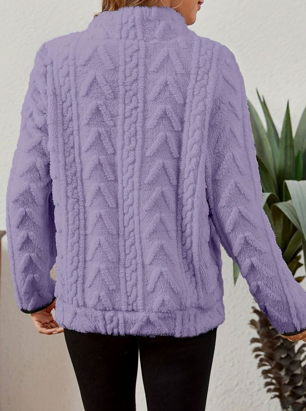 Women's Cozy Fleece Half-Zip Pullover Sweater Kangaroo Pocket