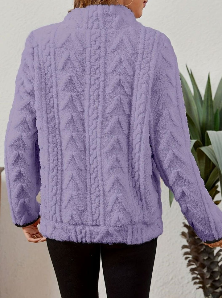 Women's Cozy Fleece Half-Zip Pullover Sweater Kangaroo Pocket