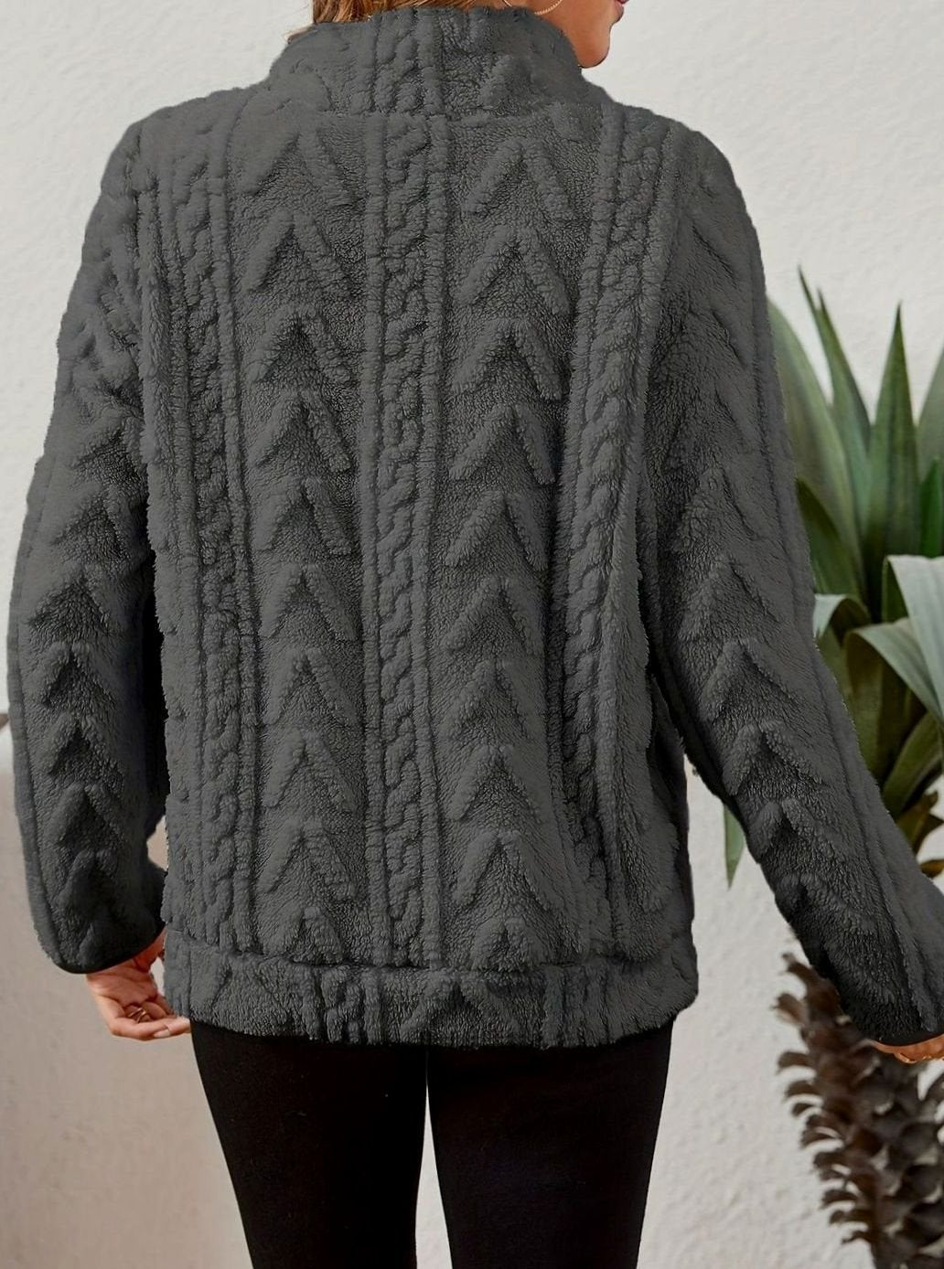 Women's Cozy Fleece Half-Zip Pullover Sweater Kangaroo Pocket