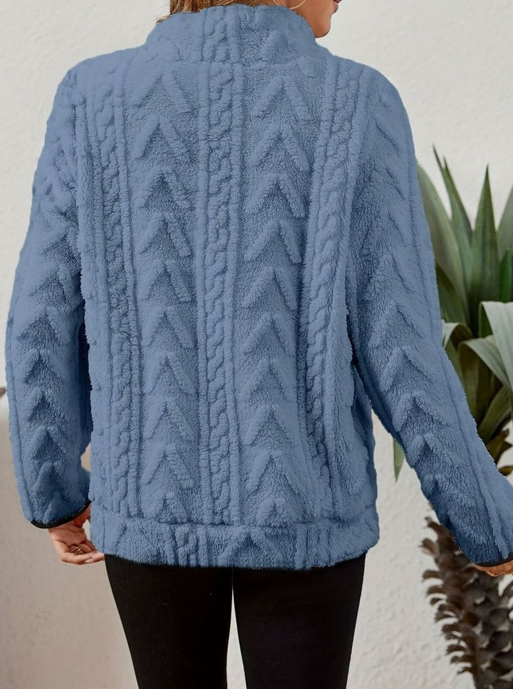 Women's Cozy Fleece Half-Zip Pullover Sweater Kangaroo Pocket
