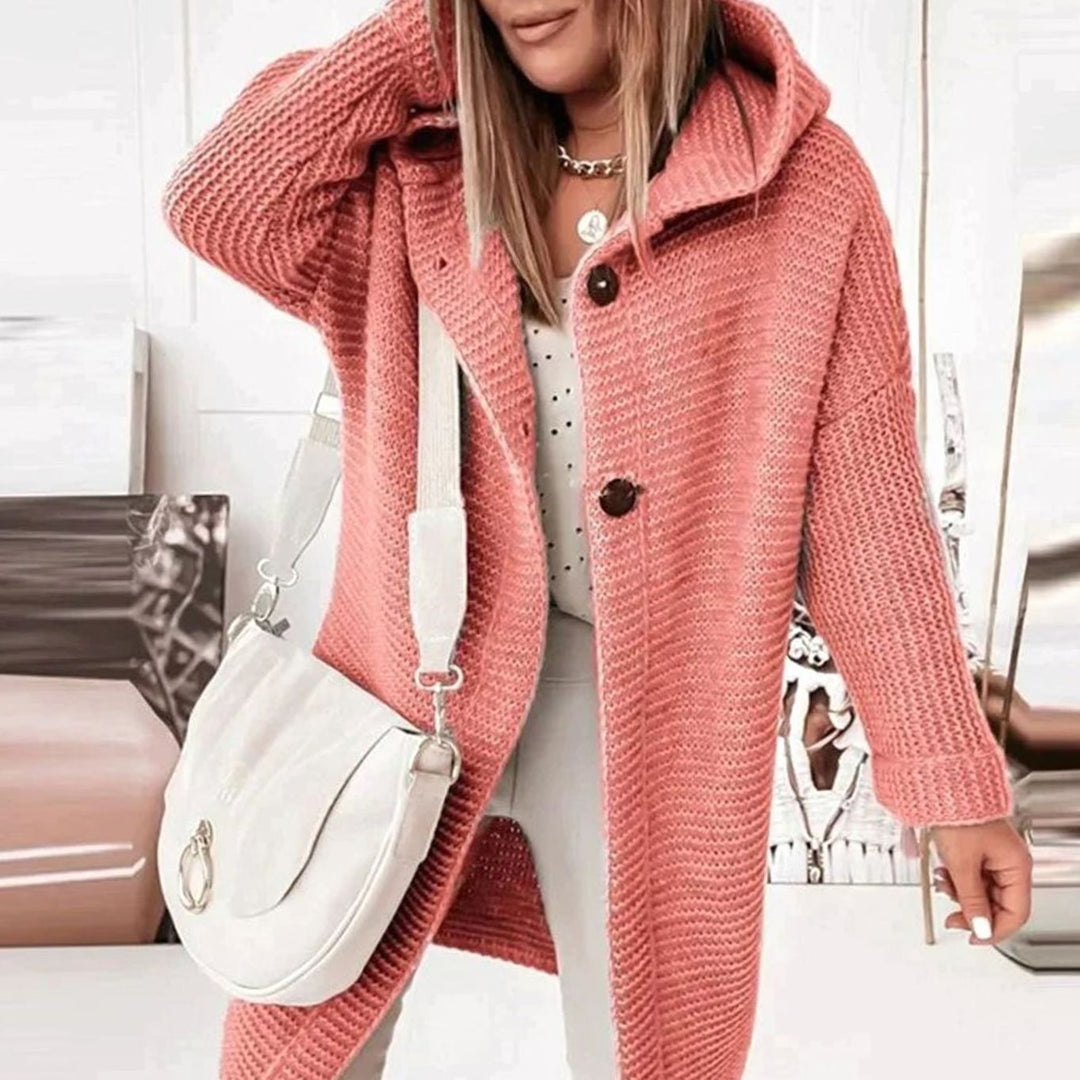 Women's Cozy Hooded Knit Cardigan Jacket Relaxed Fit