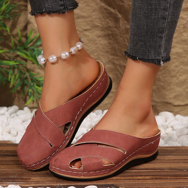 Women's Cushioned Slip-On Open-Toe Flat Sandal Slides
