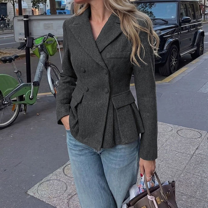 Women's Double-Breasted Peplum Long-Sleeve Blazer