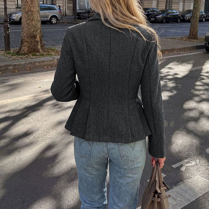 Women's Double-Breasted Peplum Long-Sleeve Blazer