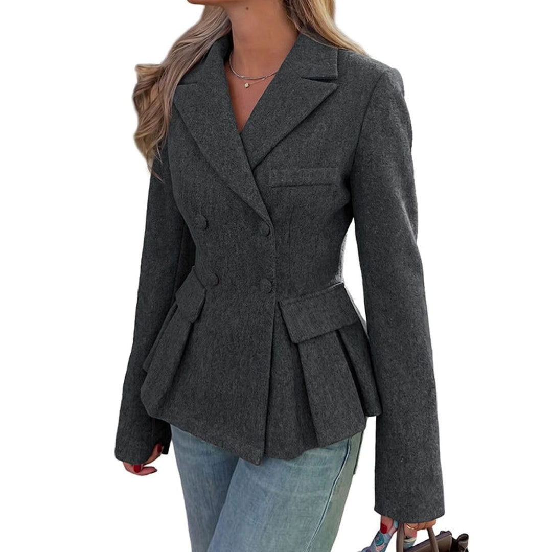 Women's Double-Breasted Peplum Long-Sleeve Blazer