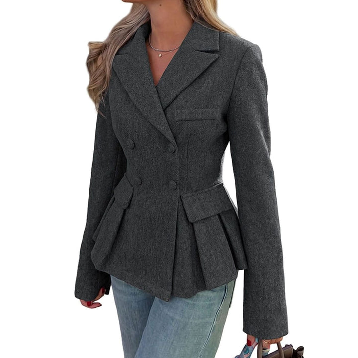 Women's Double-Breasted Peplum Long-Sleeve Blazer