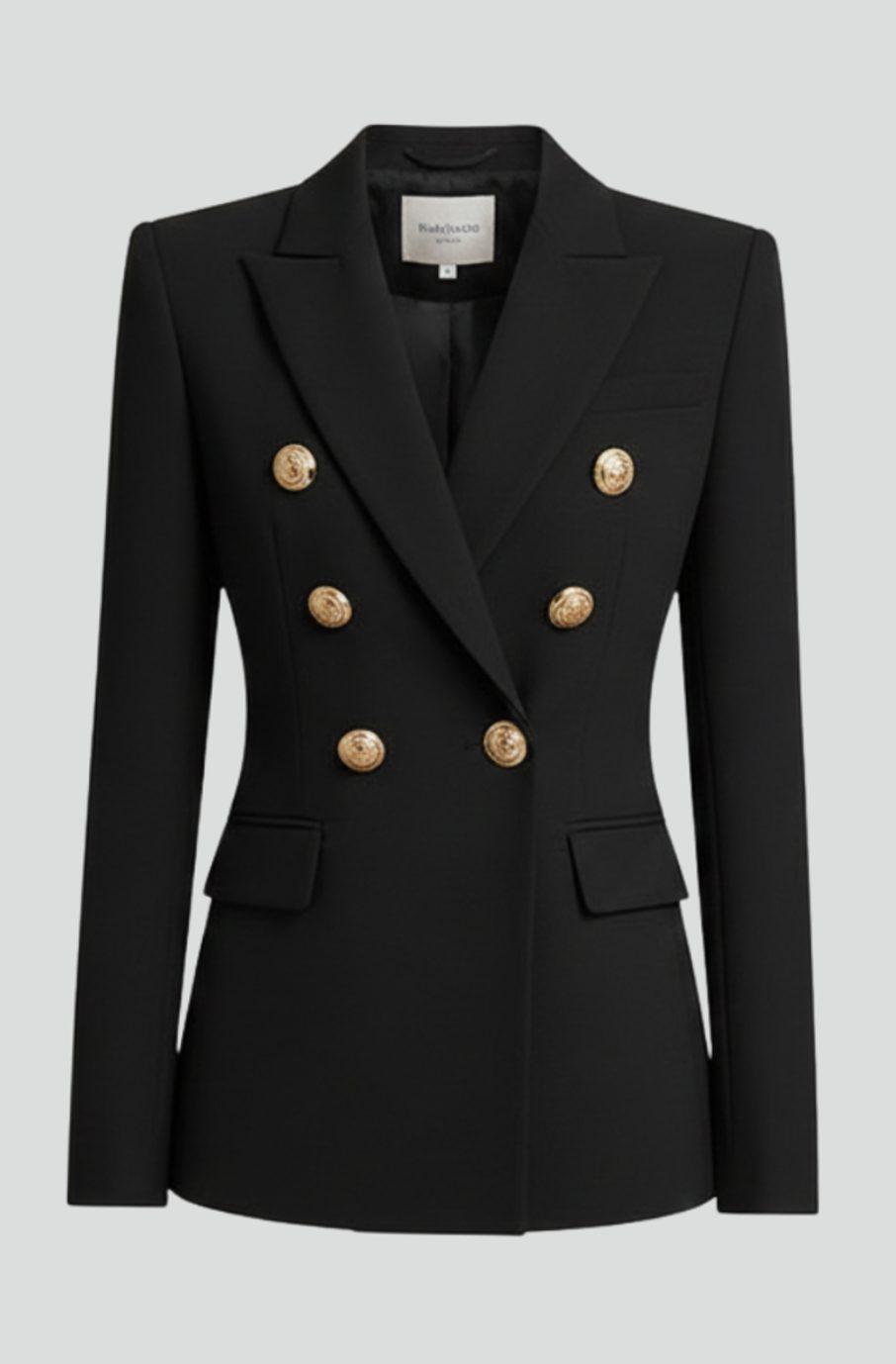Women's Double-Breasted Tailored Blazer Gold-Tone Buttons