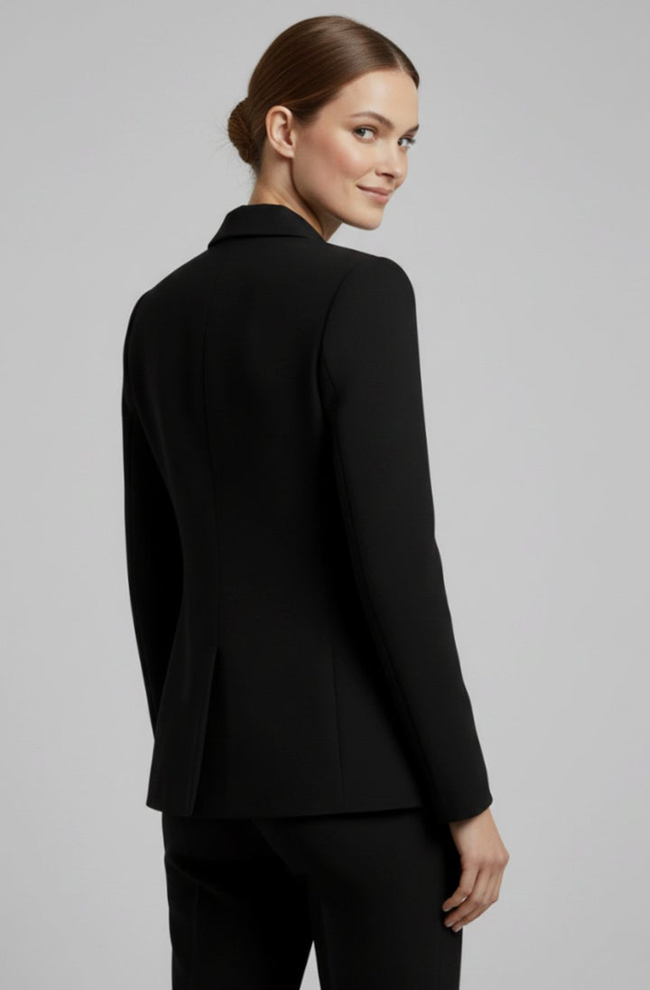 Women's Double-Breasted Tailored Blazer Gold-Tone Buttons