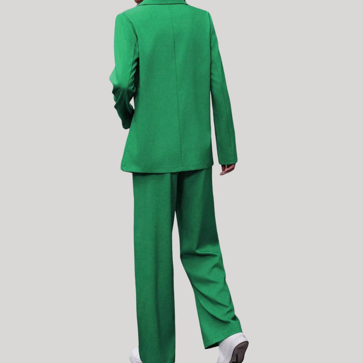 Women's Double-Breasted Wide-Leg Blazer Pants Suit Set