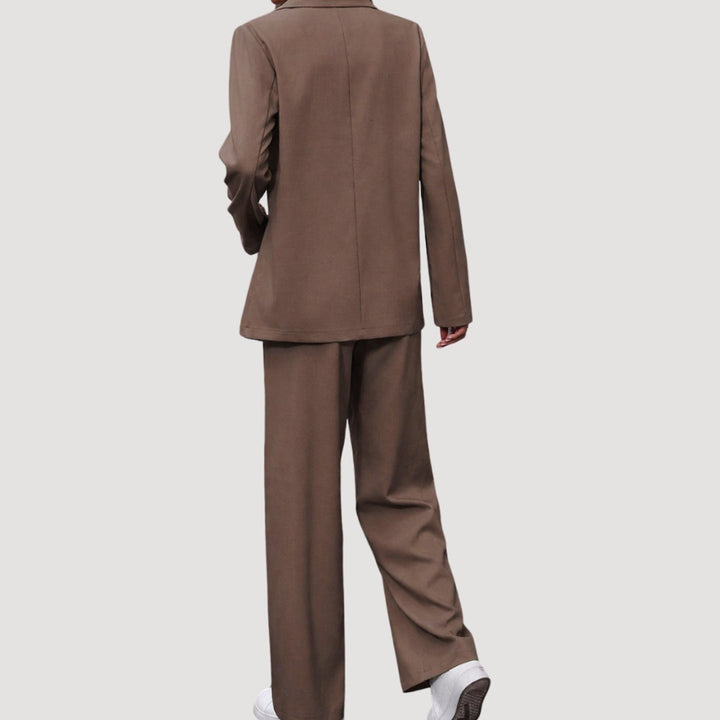 Women's Double-Breasted Wide-Leg Blazer Pants Suit Set