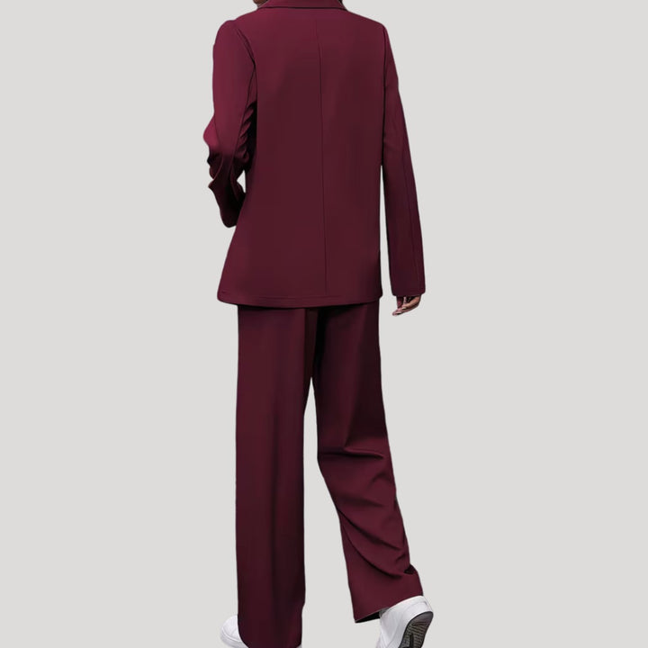 Women's Double-Breasted Wide-Leg Blazer Pants Suit Set