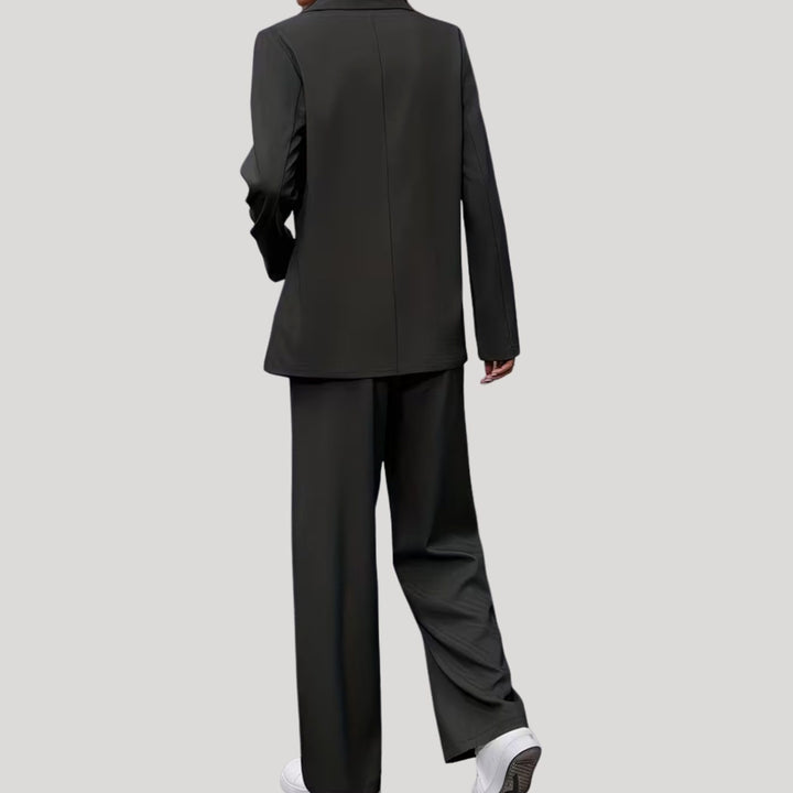 Women's Double-Breasted Wide-Leg Blazer Pants Suit Set
