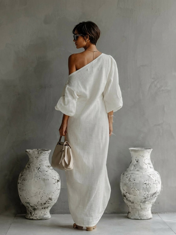 Women's Dress Elegant One-Shoulder Long Sleeve Maxi Gown