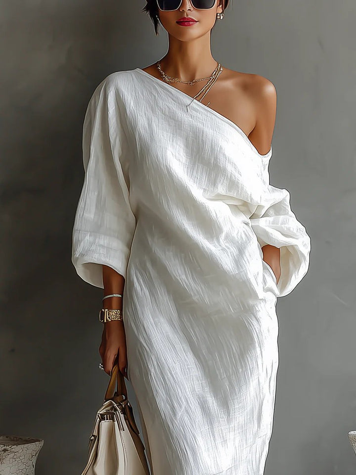 Women's Dress Elegant One-Shoulder Long Sleeve Maxi Gown