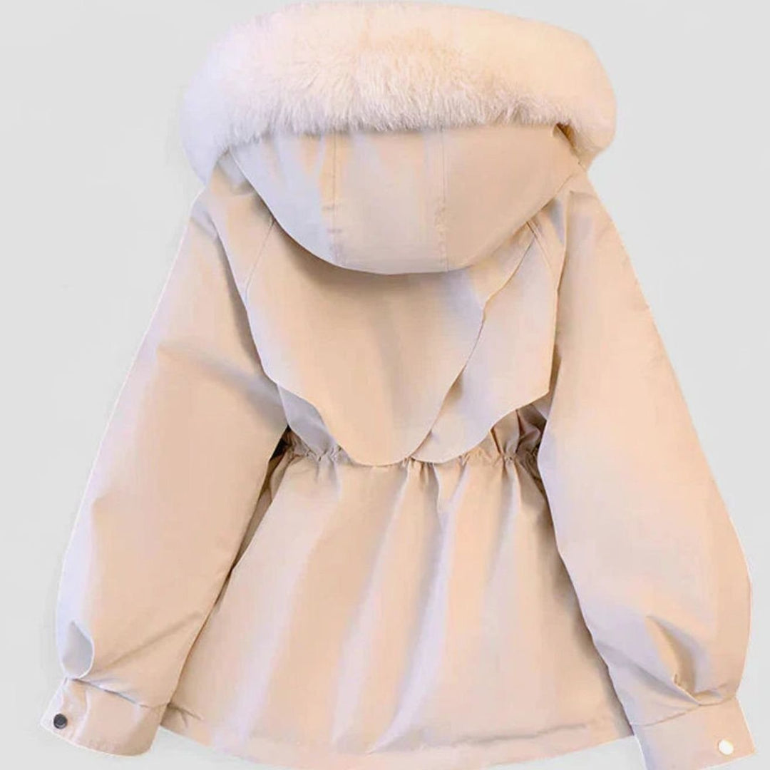 Women's Elegant Faux-Fur Hooded Drawstring Winter Jacket
