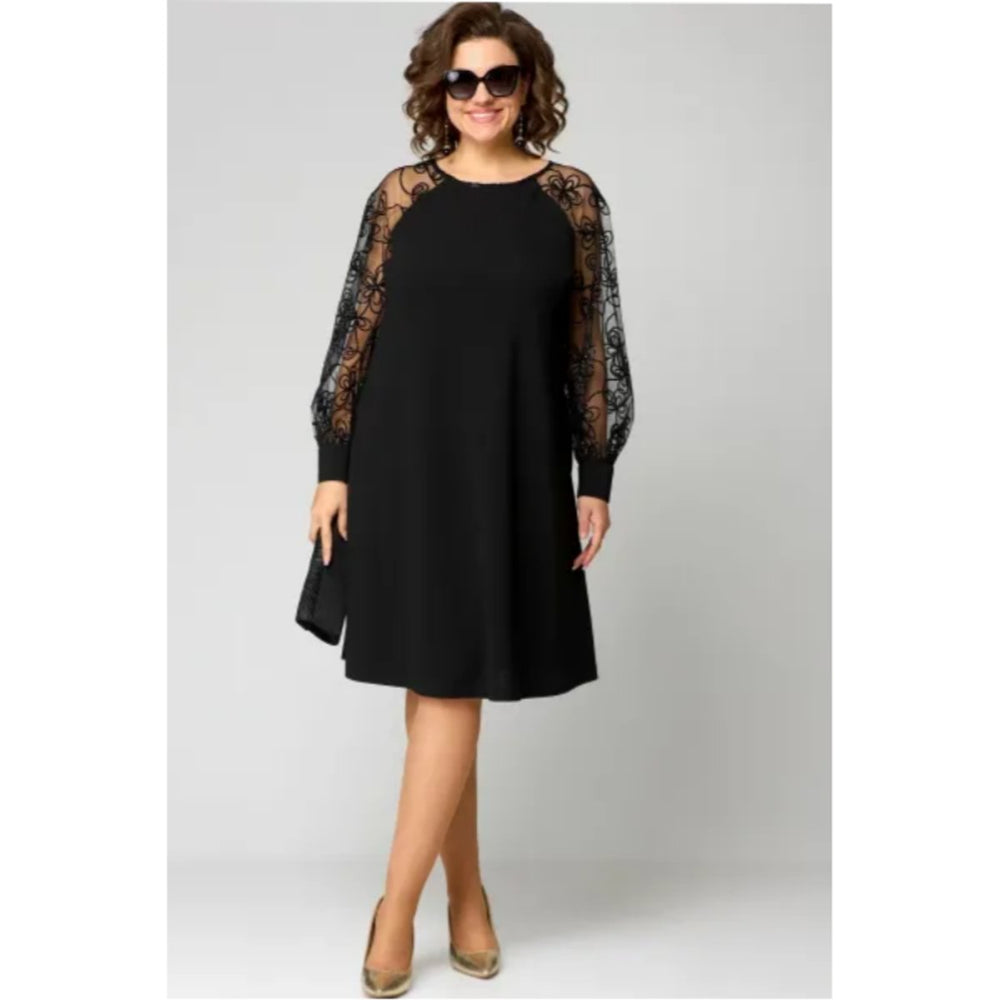Women's Elegant Lace Sleeve A-Line Formal Dress