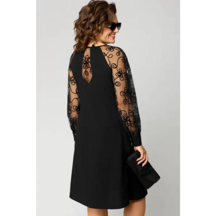 Women's Elegant Lace Sleeve A-Line Formal Dress