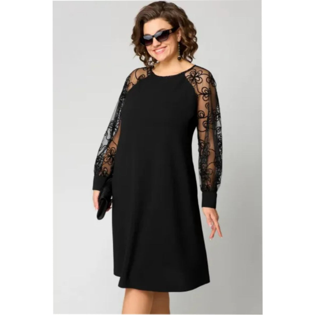 Women's Elegant Lace Sleeve A-Line Formal Dress