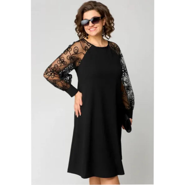Women's Elegant Lace Sleeve A-Line Formal Dress