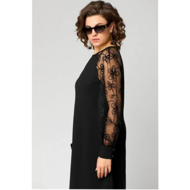 Women's Elegant Lace Sleeve A-Line Formal Dress