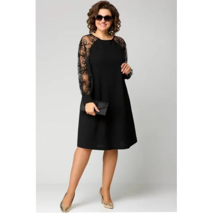 Women's Elegant Lace Sleeve A-Line Formal Dress