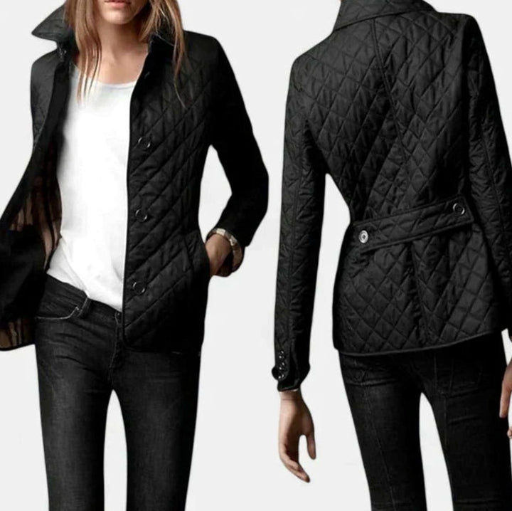 Women's Elegant Quilted Winter Coat Button-Front Jacket