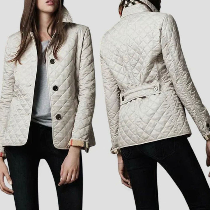 Women's Elegant Quilted Winter Coat Button-Front Jacket