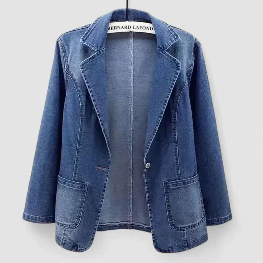 Women's Elegant Straight-Cut Denim Blazer Jacket