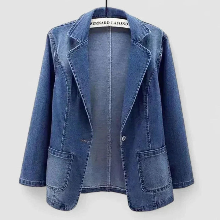 Women's Elegant Straight-Cut Denim Blazer Jacket
