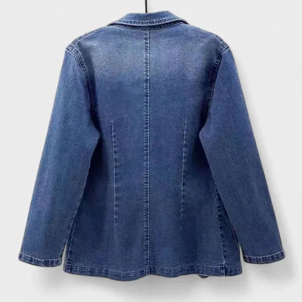 Women's Elegant Straight-Cut Denim Blazer Jacket