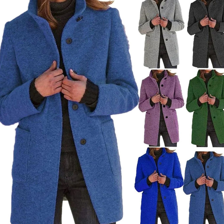 Women's Elegant Winter Coat Structured Single-Breasted Wool-Blend