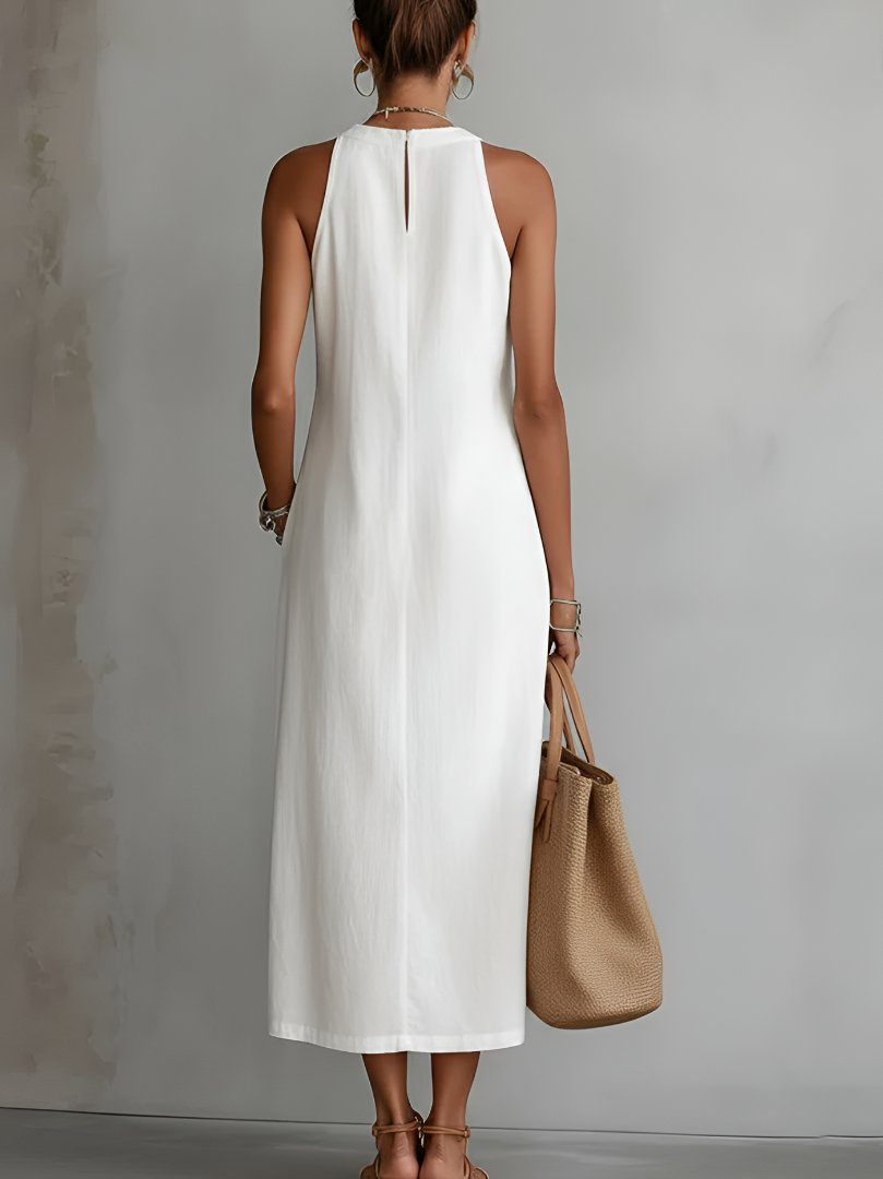 Women's Embroidered Sleeveless Round-Neck Midi Dress