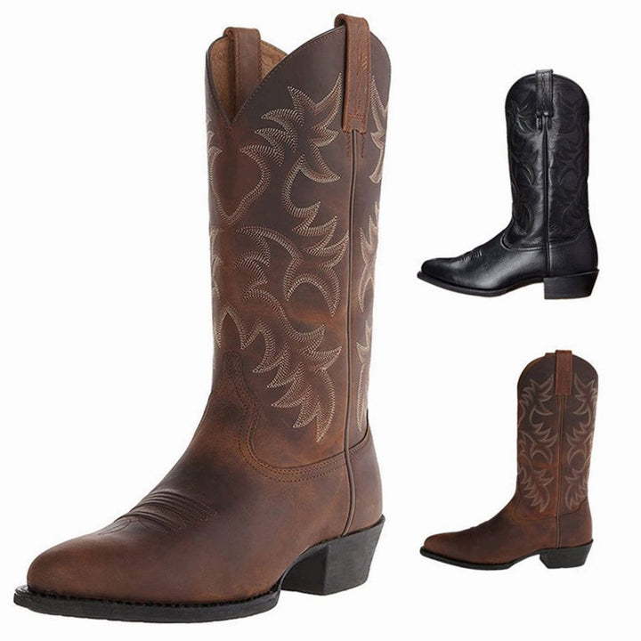 Women's Embroidered Western Cowboy Mid-Calf Boots