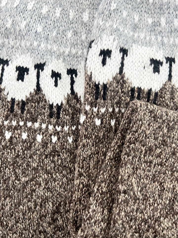 Women's Fair Isle Sheep Jacquard Thick Knit Pullover Sweater