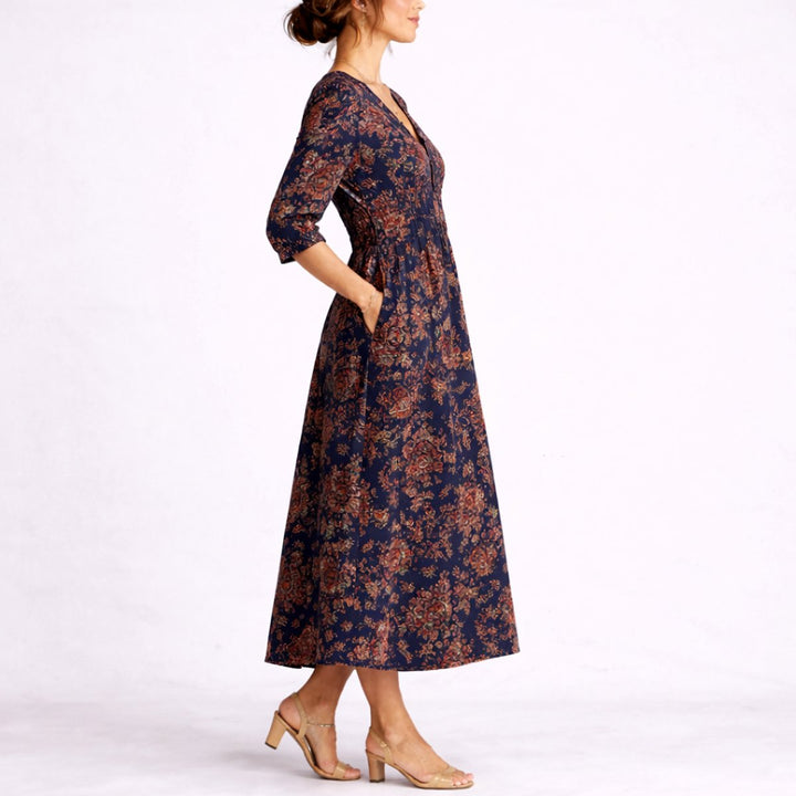 Women's Fall Wedding Guest Dresses Floral Maxi A-Line Dress