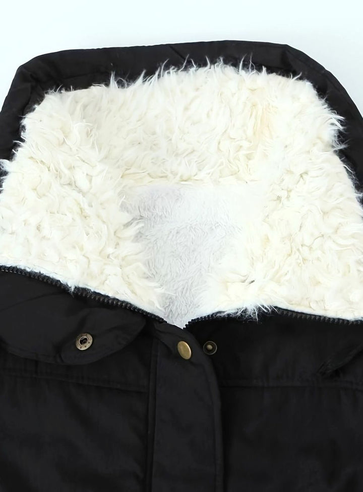 Women's Faux Fur Collar Drawstring Waist Winter Parka
