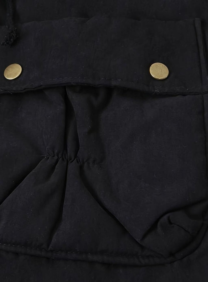 Women's Faux Fur Collar Drawstring Waist Winter Parka