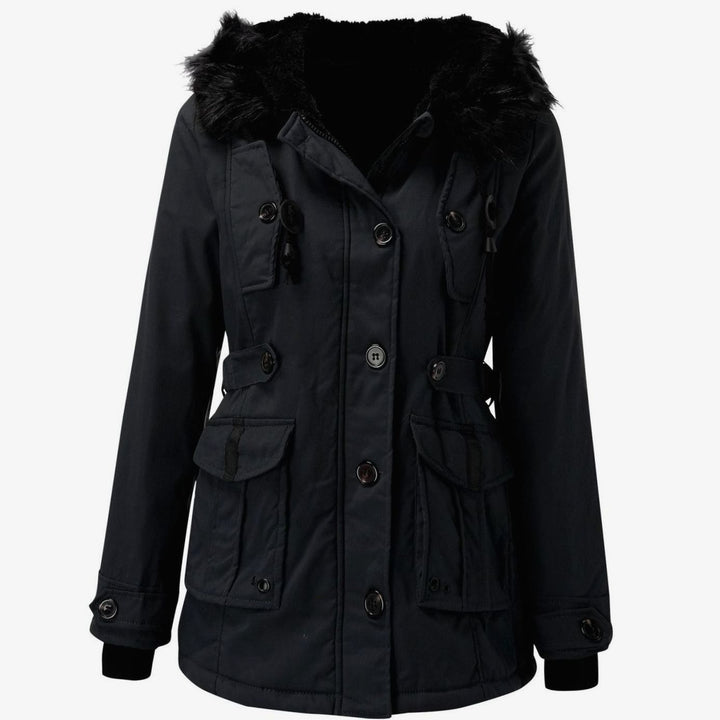 Women's Faux Fur Hooded Fitted Parka Winter Coat
