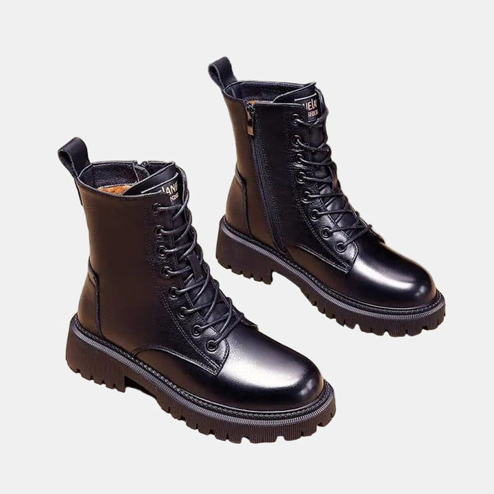 Women's Faux Leather Fur-Lined Lace-Up Winter Ankle Boots