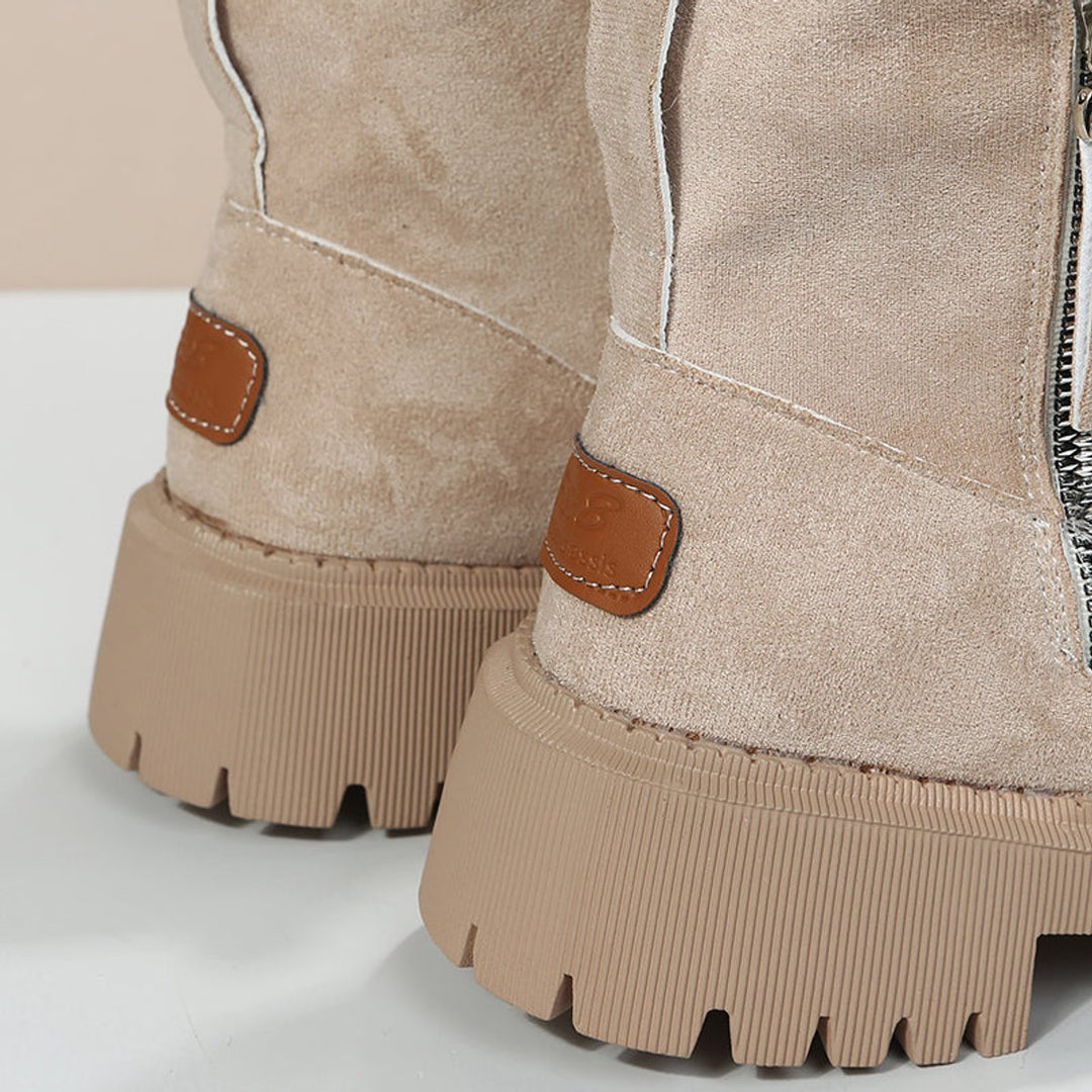 Women's Faux Suede Fur-Lined Slip-On Winter Ankle Boots