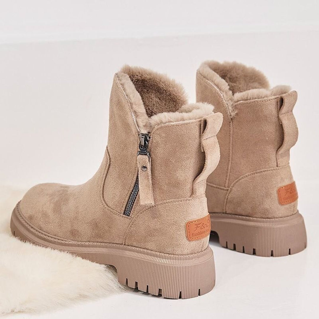 Women's Faux Suede Fur-Lined Slip-On Winter Ankle Boots