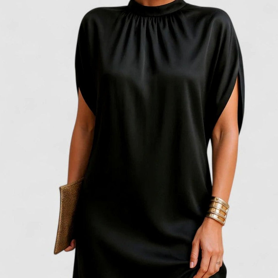 Women's Figure Flattering Mock-Neck Batwing-Sleeve Shift Dress