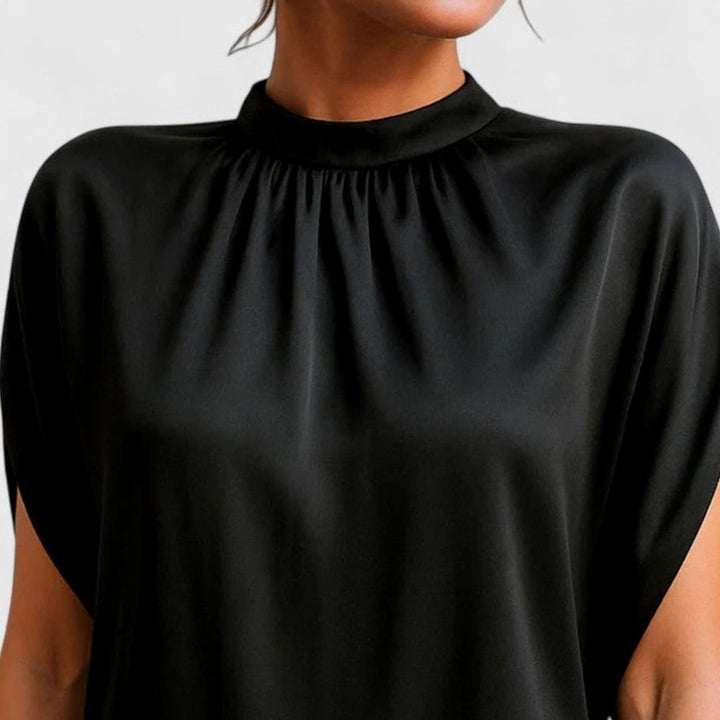 Women's Figure Flattering Mock-Neck Batwing-Sleeve Shift Dress