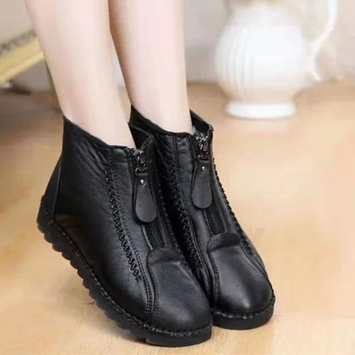 Women's Fleece-Lined Slip-Resistant Leather Ankle Boots