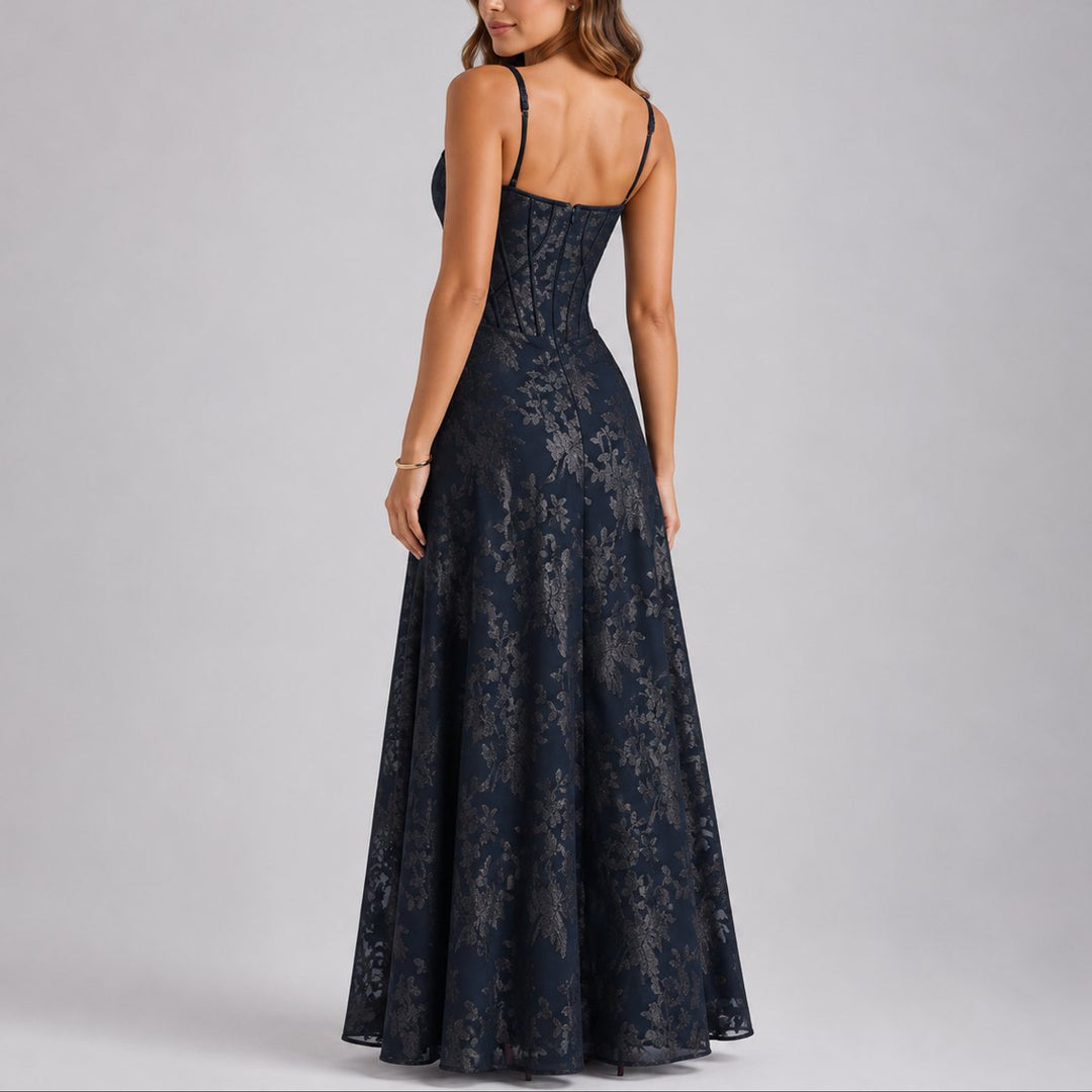 Women's Floral Corset Maxi Fall Wedding Guest Dress