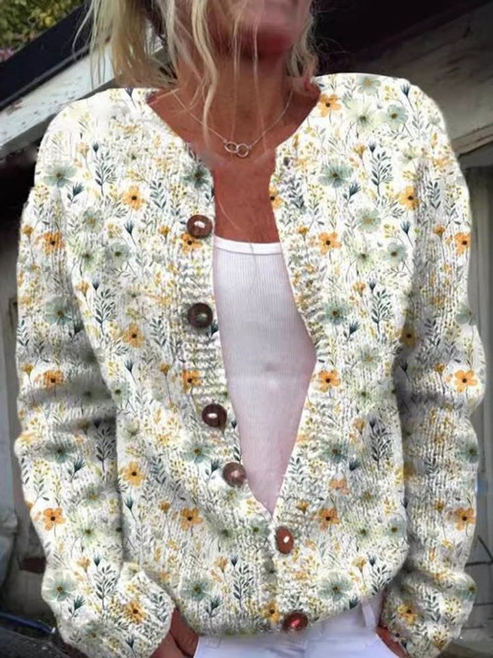 Women's Floral Embroidered Button-Front Knit Cardigan - Style 2