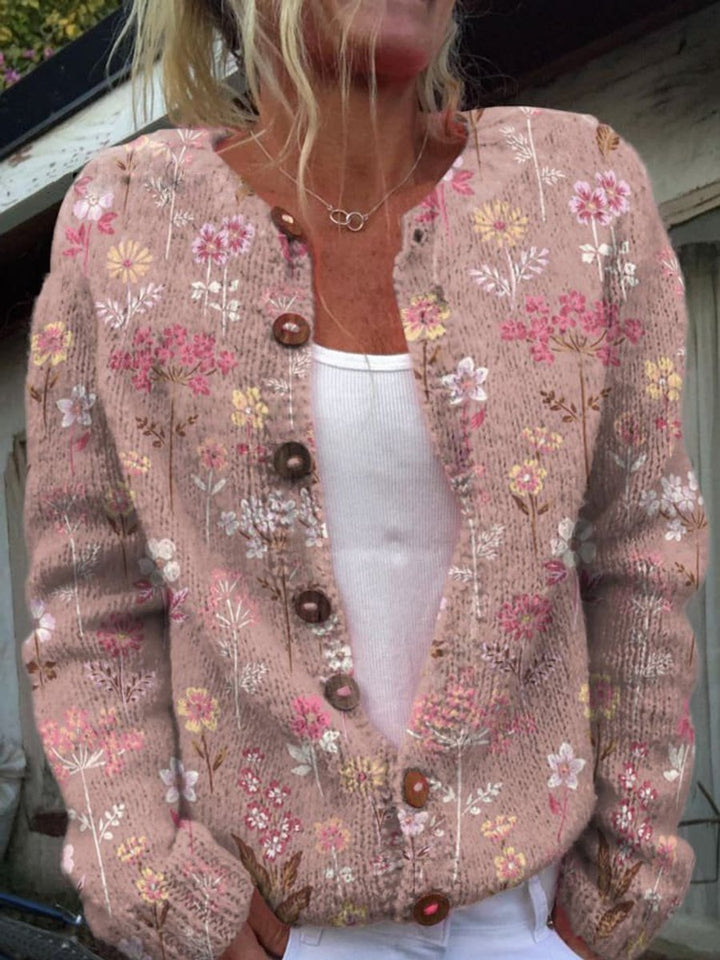 Women's Floral Embroidered Button-Front Knit Cardigan - Style 3