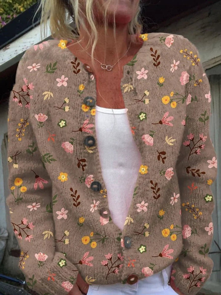 Women's Floral Embroidered Button-Front Knit Cardigan - Style 5