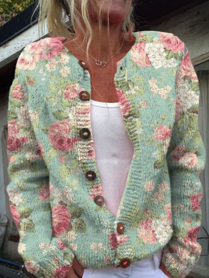 Women's Floral Embroidered Button-Front Knit Cardigan - Style 6