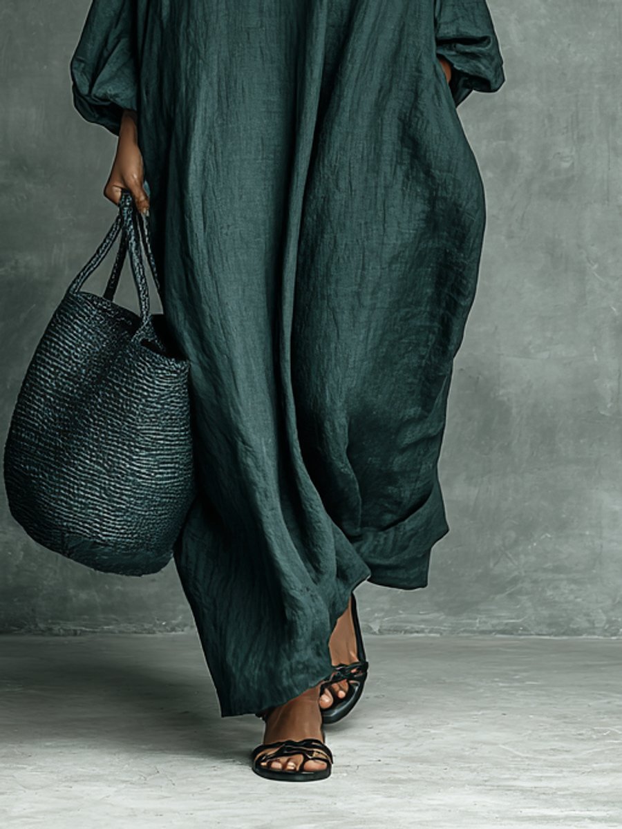 Women's Floral Embroidered Mock Neck Long Sleeve Maxi Dress